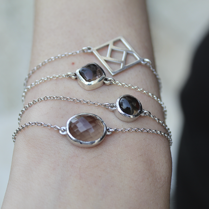 Rose cut Smokey quartz Bracelet